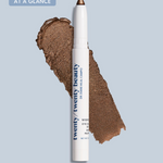 Texture swipe of At a Glance cream eyeshadow shows a deep warm cocoa with a shimmer finish and easy-glide formula